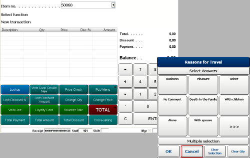 Info Code Using Infocodes in the POS Pop-up